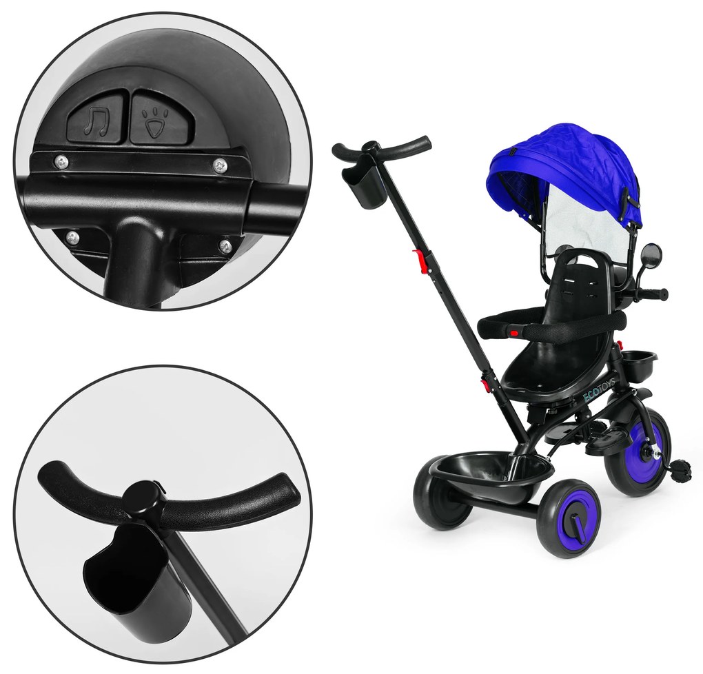 ECOTOYS Detská trojkolka 3v1, Blue