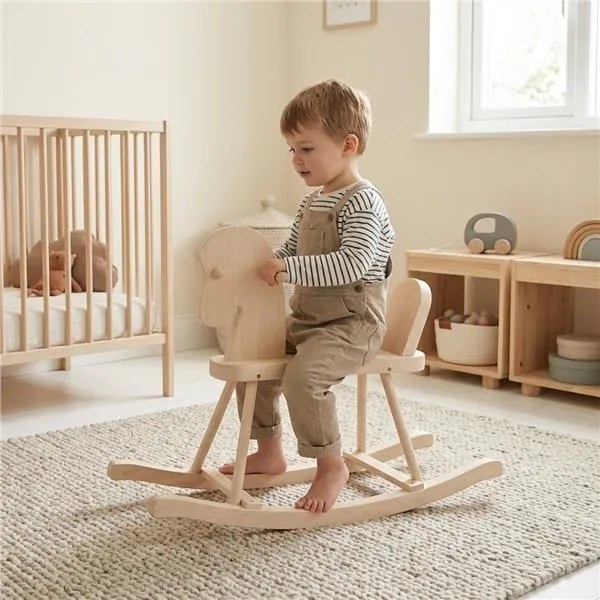 Drevený hojdací koník pre deti Baby Mix prírodný