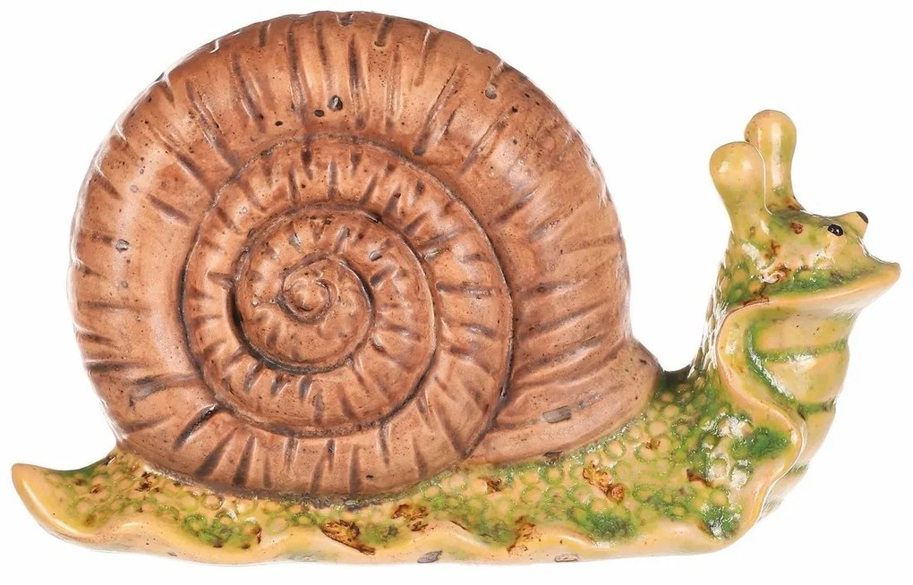 Záhradná dekorácia Slimák svetlohnedá, 16 x 7 x 10 cm, keramika