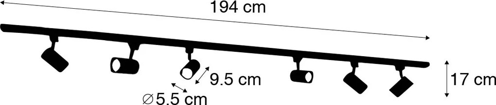 Inteligentný koľajnicový systém osvetlenia so 6 bodovými svetlami, biely, 1-fázový, 200 cm - Iconic Jeana