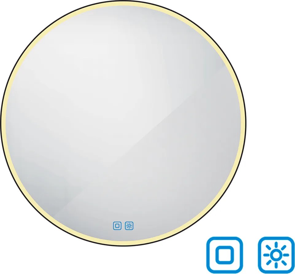 Nimco Čierne okrúhle LED zrkadlo pr. 900 mm s dvoma dotykovými senzormi - ZPC 28003RVX-90