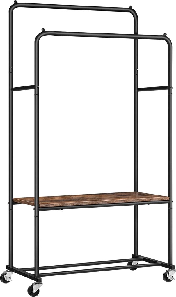 Pojízdný stojan na oblečení Vasagle Rawstone černý/hnědý