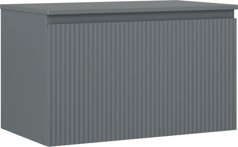 Mexen Rivel, kúpeľňová skrinka 80 cm s hornou časťou, 1 zásuvka, drážkovaná, grafitová matná, 91A20-08047-1-BFC66