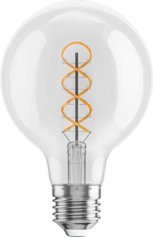 Mexen Vintis, LED filamentová žiarovka E27, G80, 6 W, teplá biela 2700K, číra, L165-E27-0627-00