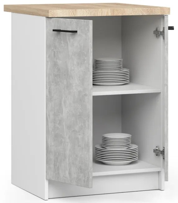 Spodná kuchynská skrinka s doskou OLIWIA S60 biela / betón