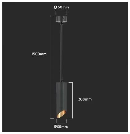 Luster na lanku 1xGU10/35W/230V 30 cm čierna