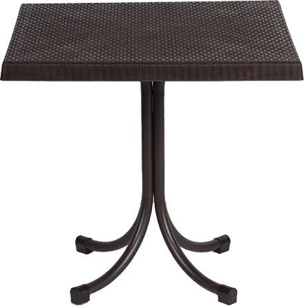 Garden Line PLASTOVÝ ZÁHRADNÝ STÔL NA JEDNEJ NOHE  SO VZOROM RATAN 80 x 80 x 73 CM HNEDÝ