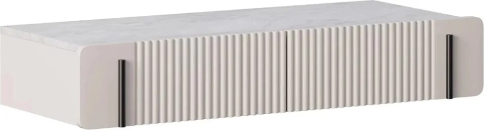 Závesný toaletný stolík Malmi 100 cm - kašmírová / crema bianca / čierna