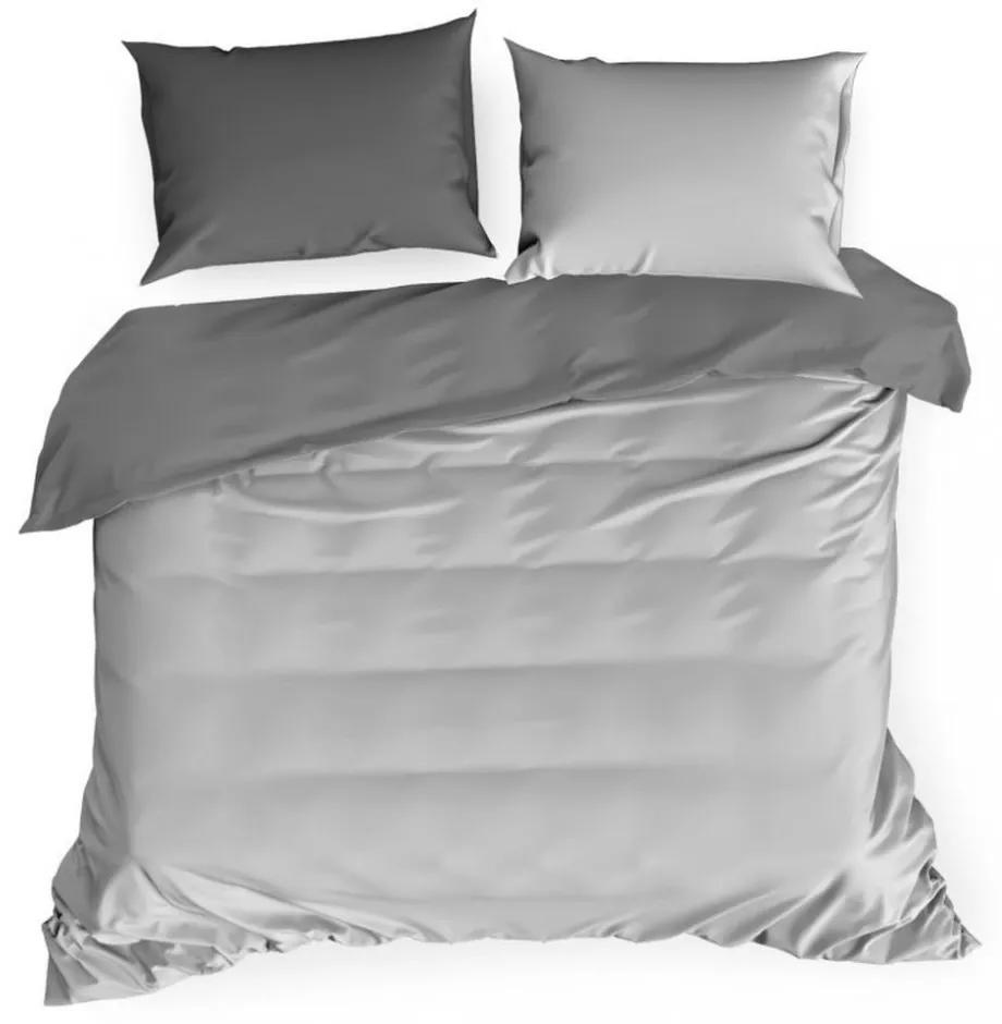 Sivé obojstranné posteľné obliečky z kvalitného bavlneného saténu Šírka: 140 cm | Dĺžka: 200 cm