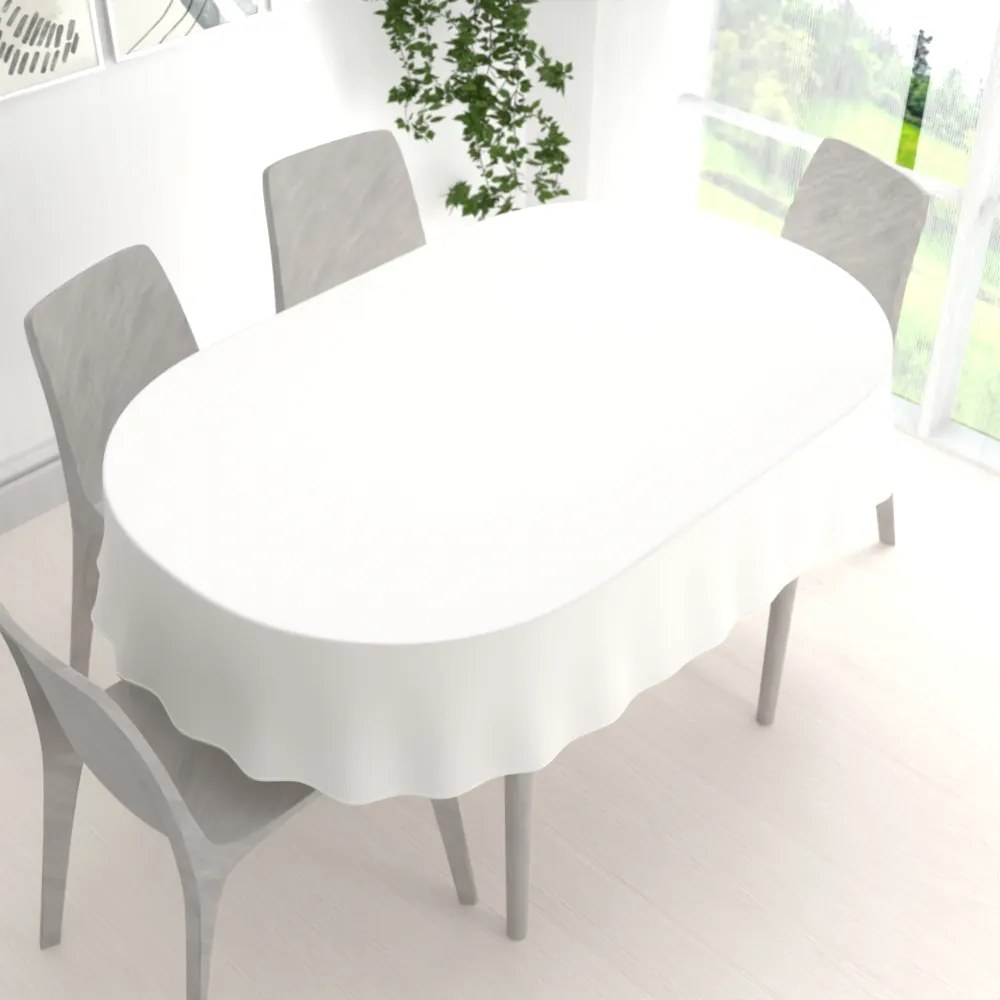 Biante Dekoračný oválny obrus Rongo RG-032 Krémový biely 100x140 cm