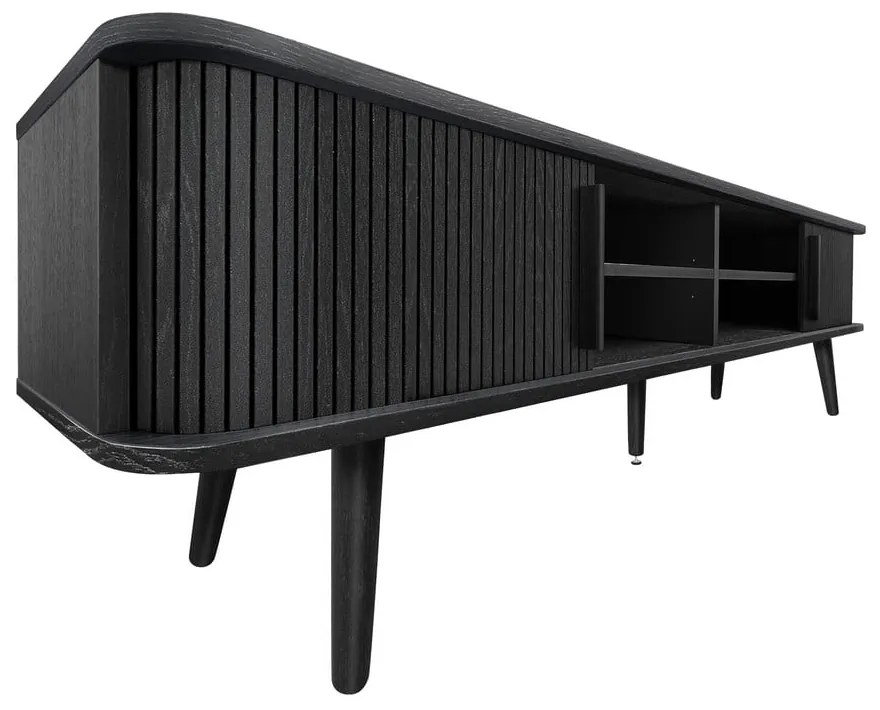 Čierny TV stolík v dekore duba 178x50x40 cm Rove – Woodman