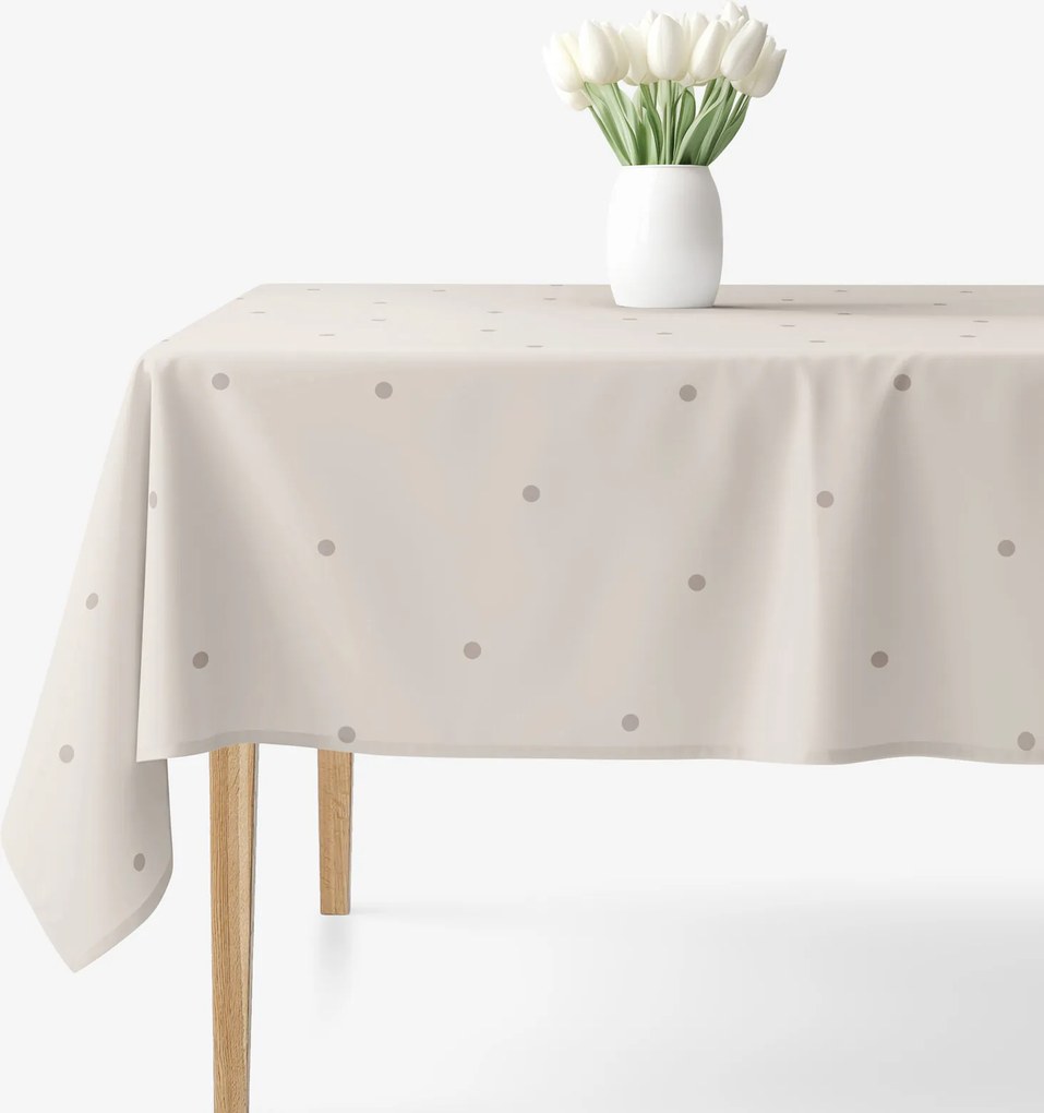 Goldea hranatý obrus 100% bavlnené plátno - bodky na béžovom 100 x 140 cm