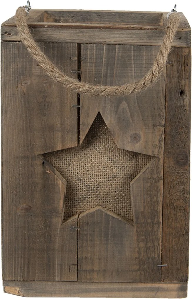 Drevený retro lampáš so hviezdou Start - 19*19*28 cm