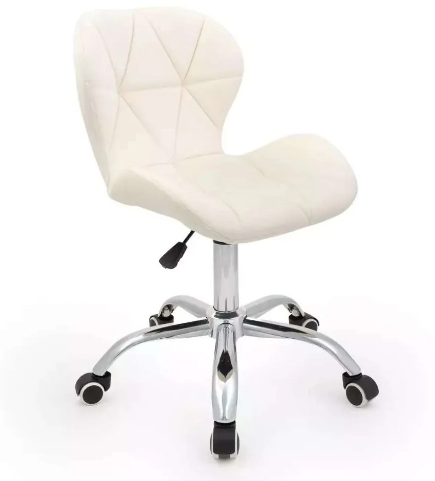 LuxuryForm DESIGN Stolička LIVIO VELUR na striebornej podstave s kolieskami - krémová