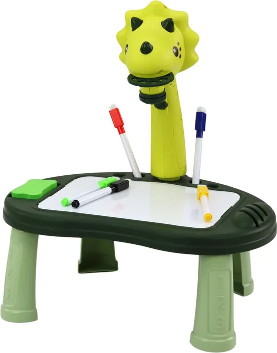 LEAN Toys Dinosaurus Kreslenie Projektor Herný stôl 2v1 Čínske hady Zelená
