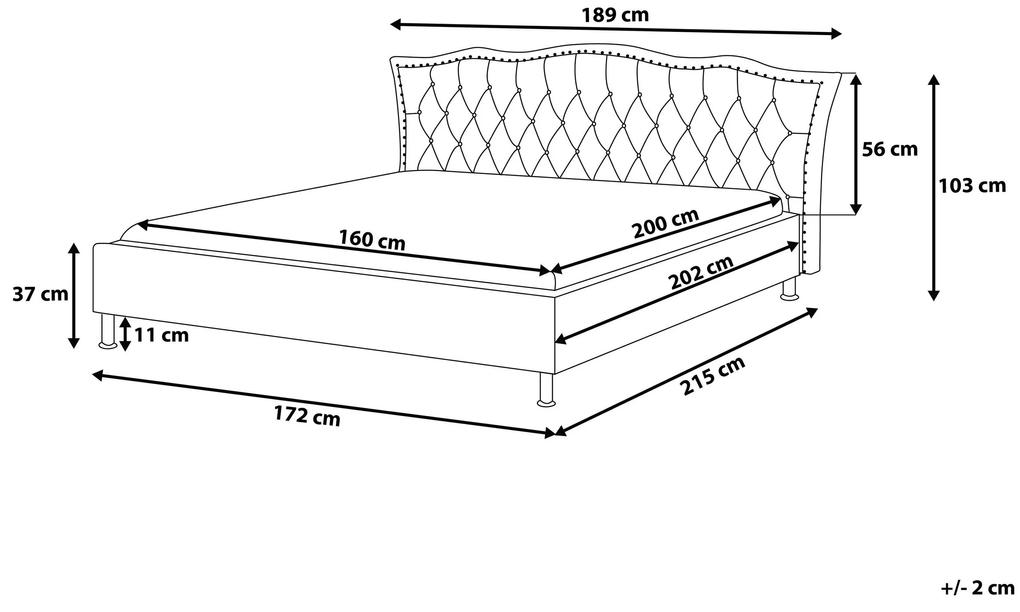 Tmavosivá zamatová posteľ 160 x 200 cm METZ Beliani