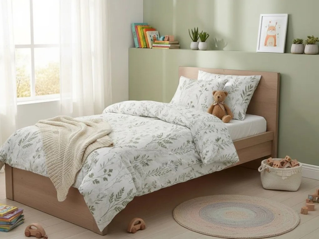 Obliečky do postieľky z Renforcé bavlny LEAFORA biele Rozmer obliečky: 45 x 65 cm | 90 x 140 cm