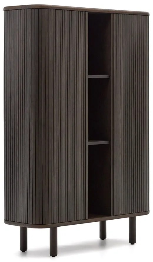 Tmavohnedá skrinka v dekore jaseňa s posuvnými dverami 110x140 cm Mailen – Kave Home