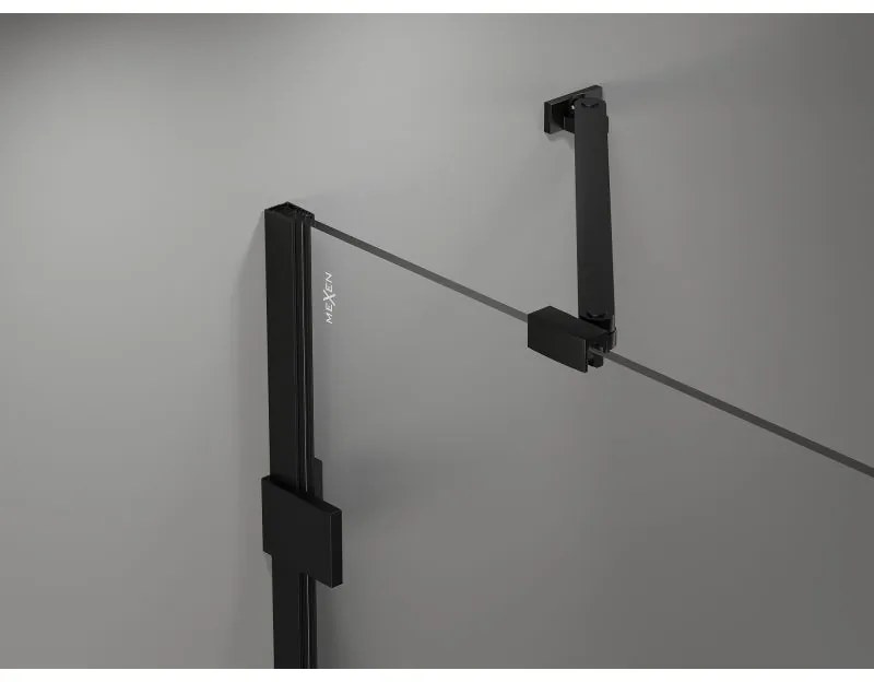 Mexen Lunar, pravostranný výklopný sprchový kút 70 x 80 cm, číre sklo, čierny profil, 834-070-080-70-00-P