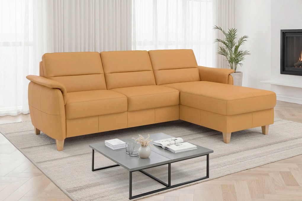 XXXLutz ROHOVÁ SEDAČKA, textil, koža, kari žltá Sit & More - Sedačky - 00014403323H