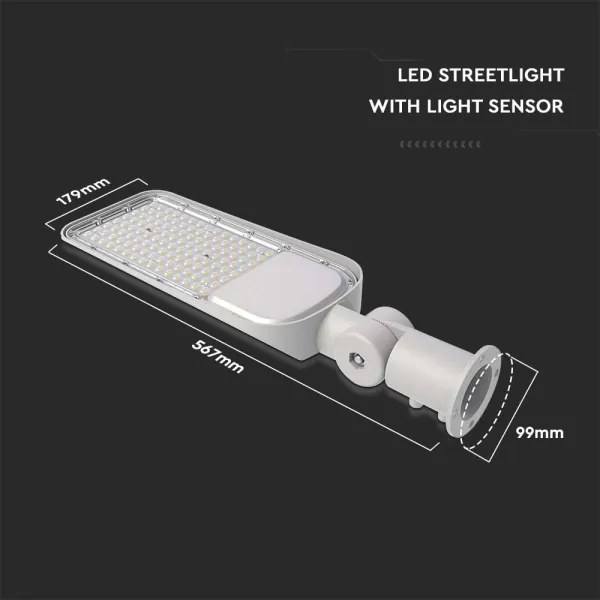 LED pouličná lampa so súmrakovým senzorom LED/100W/230V 6500K IP65 sivá