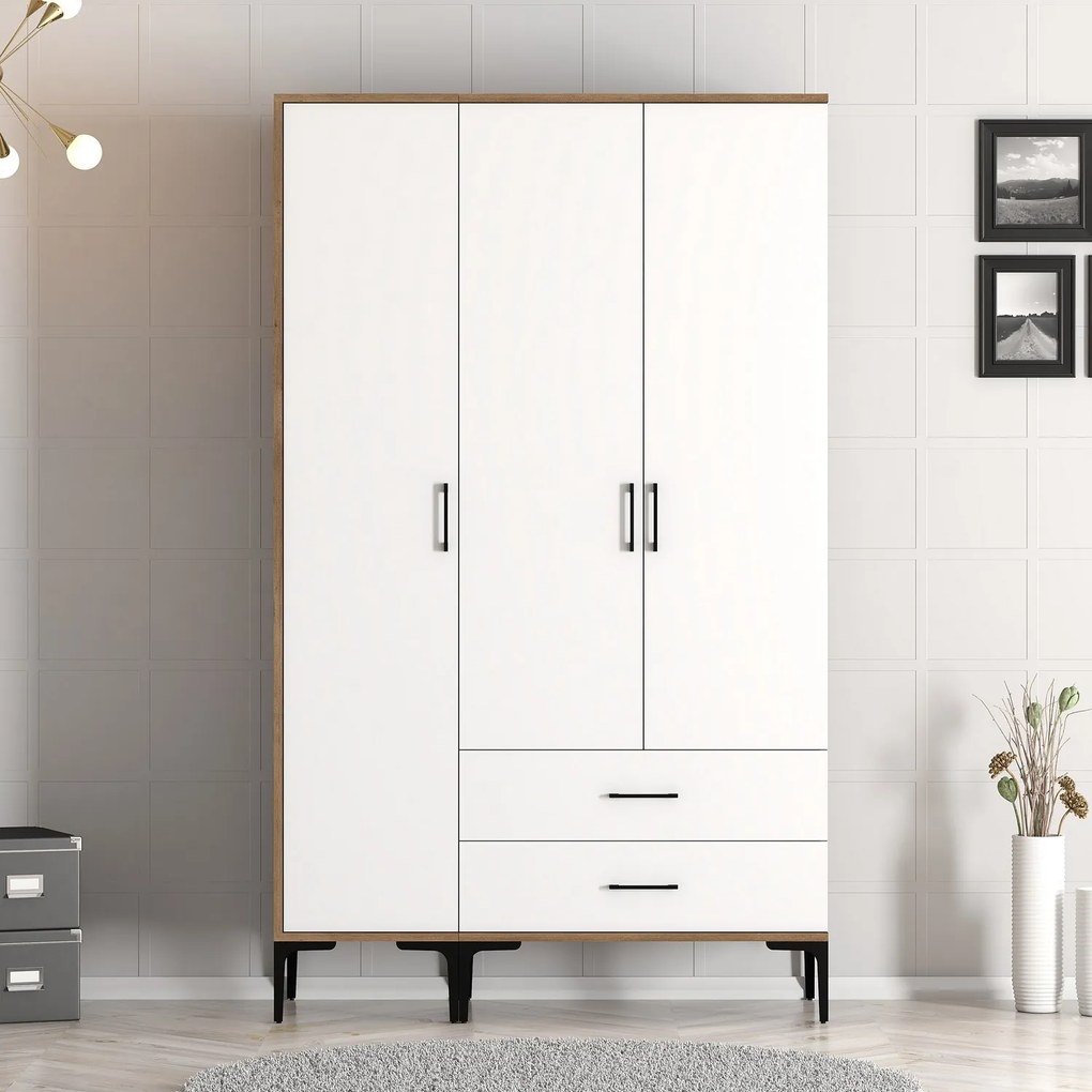 Šatníková skriňa Kiara ST (orech + biela). Akcia -12%. Vlastná spoľahlivá doprava až k Vám domov. 1088345