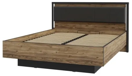 Dvojlôžková posteľ s úložným priestorom OREN 160x200 cm hnedá/čierna
