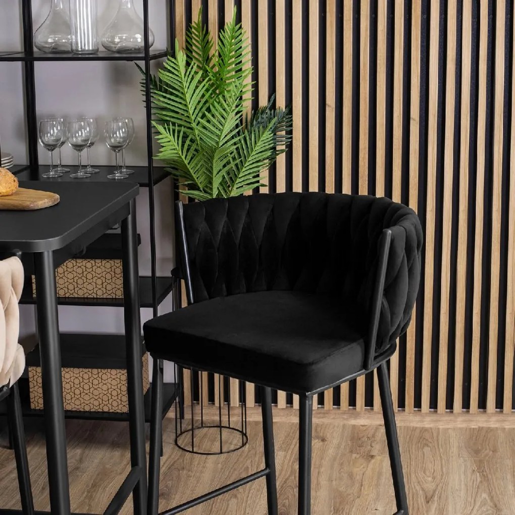 PROXIMA.store - Luxusná barová stolička FLORES FARBA: čierna, FARBA NÔH: čierna