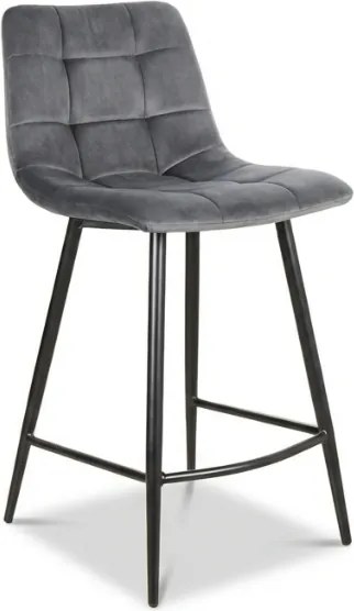 Sivá barová stolička MILA VELVET s čiernymi nohami