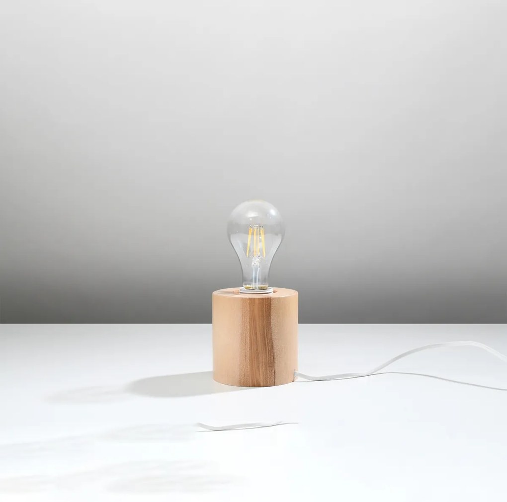 Stolná lampa Salgado, drevené telo svietidla