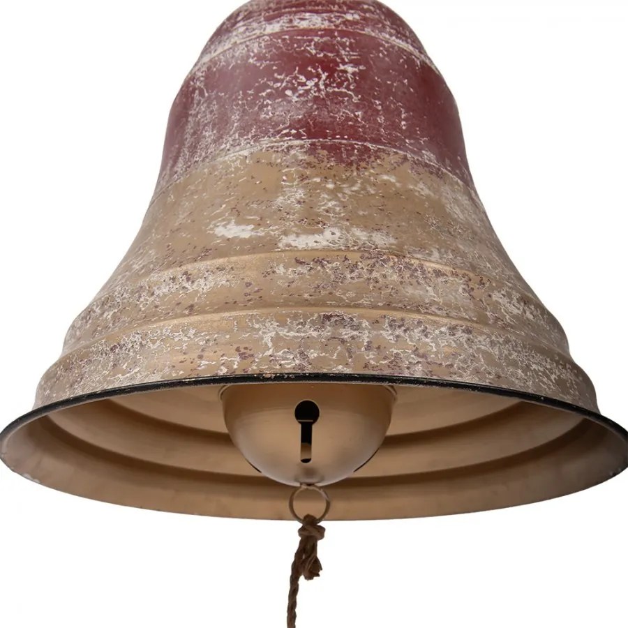 Obrovský koový červeno-zlarý závesný zvon Bell s rolničkou - Ø 52*56 cm