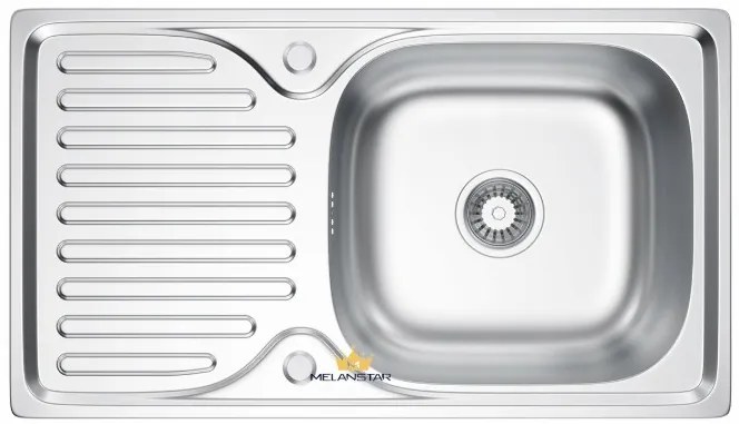 Erga HD, 1-komorový oceľový drez 760x430x160 mm, dekor hladký brúsený satén, ERG-MLS-HD7643