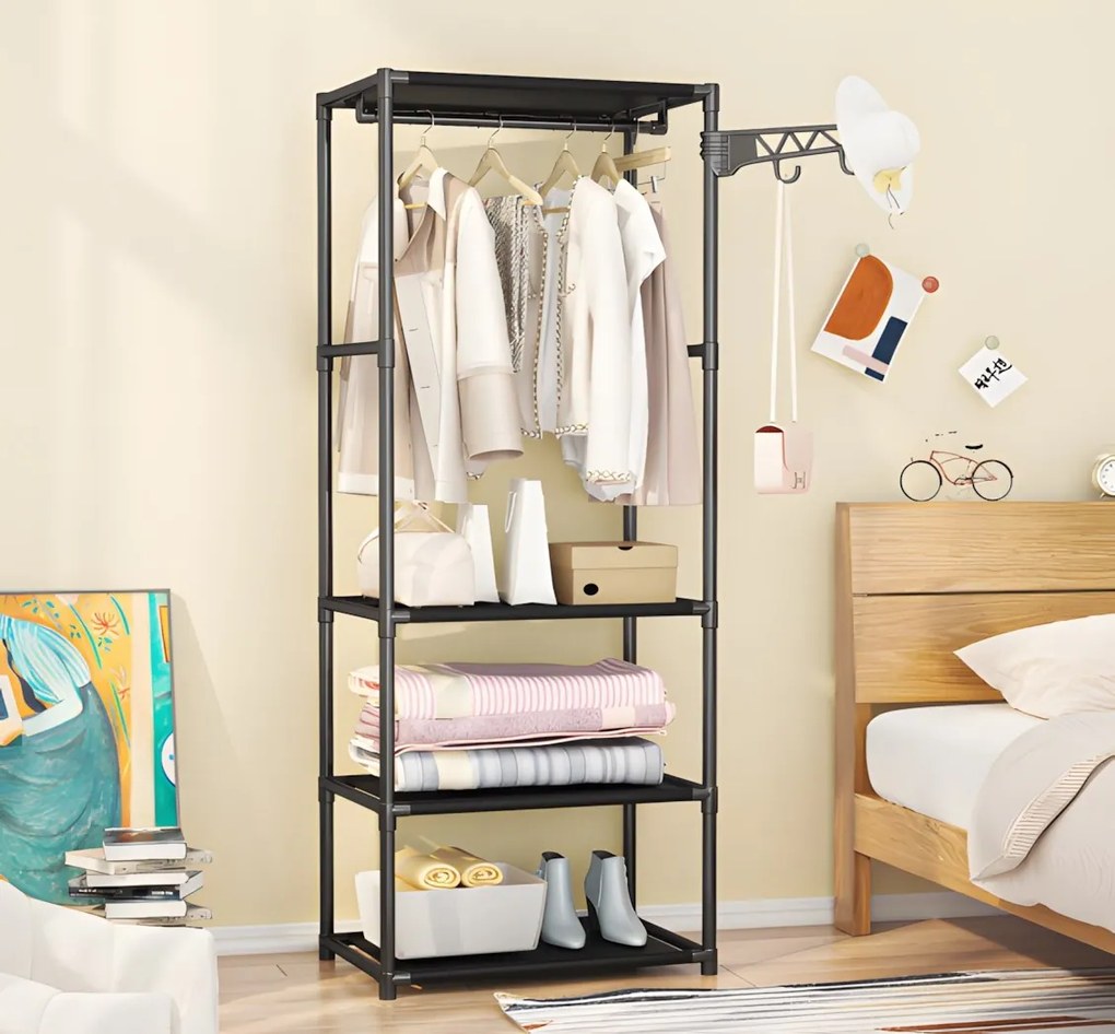 Otvorená šatníková skriňa MILENA čierna