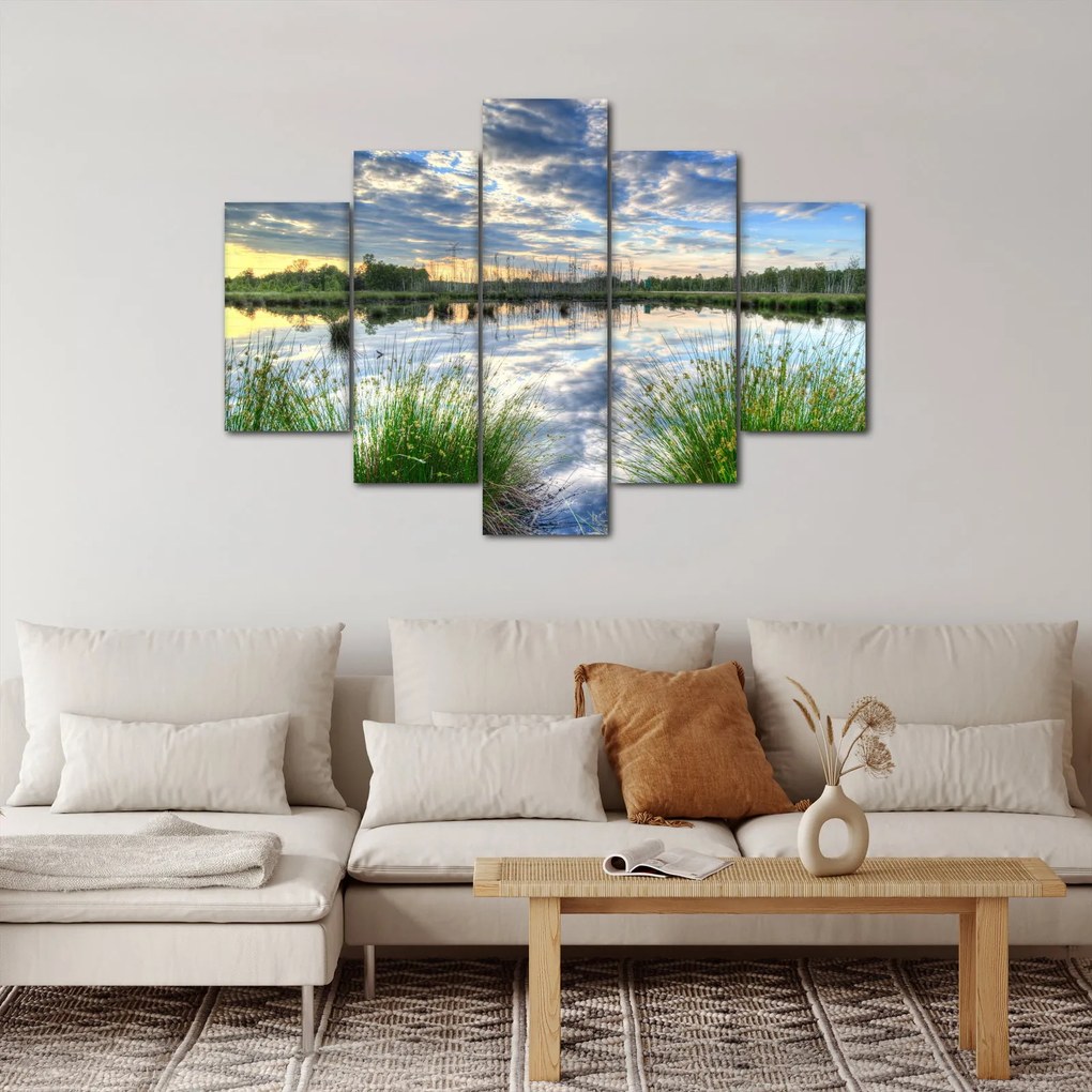 Obraz jazera s tŕstím (150x105 cm)
