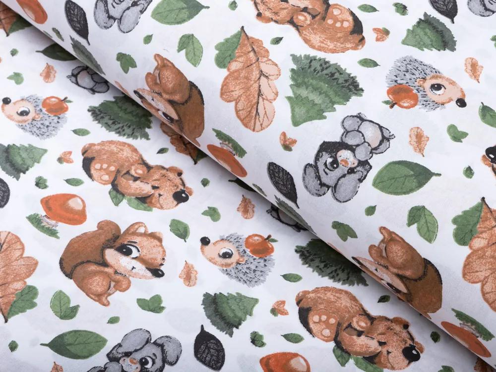 Biante Detské bavlnené posteľné obliečky do postieľky Sandra SA-282 Veveričky a lesní kamaráti Do postieľky 100x135 a 40x60 cm