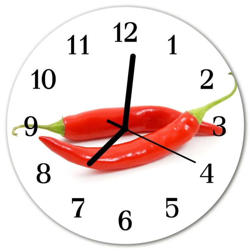 Nástenné sklenené hodiny Paprika fi 30 cm