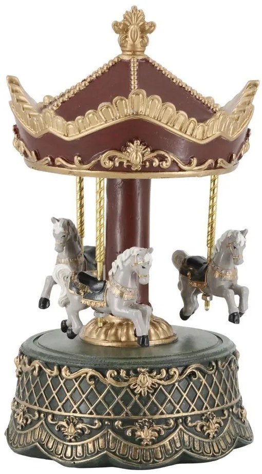 Višňovo-zelená antik hracia skrinka stromček Noël - Ø 12,5*23 cm