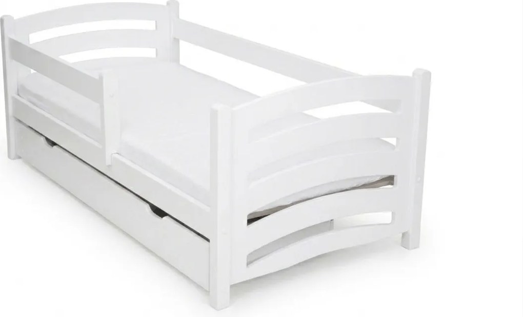 Detská posteľ MELA 80 x 160 cm, biela Rošt: S lamelovým roštom, Matrac: Matrac EASYSOFT 8 cm