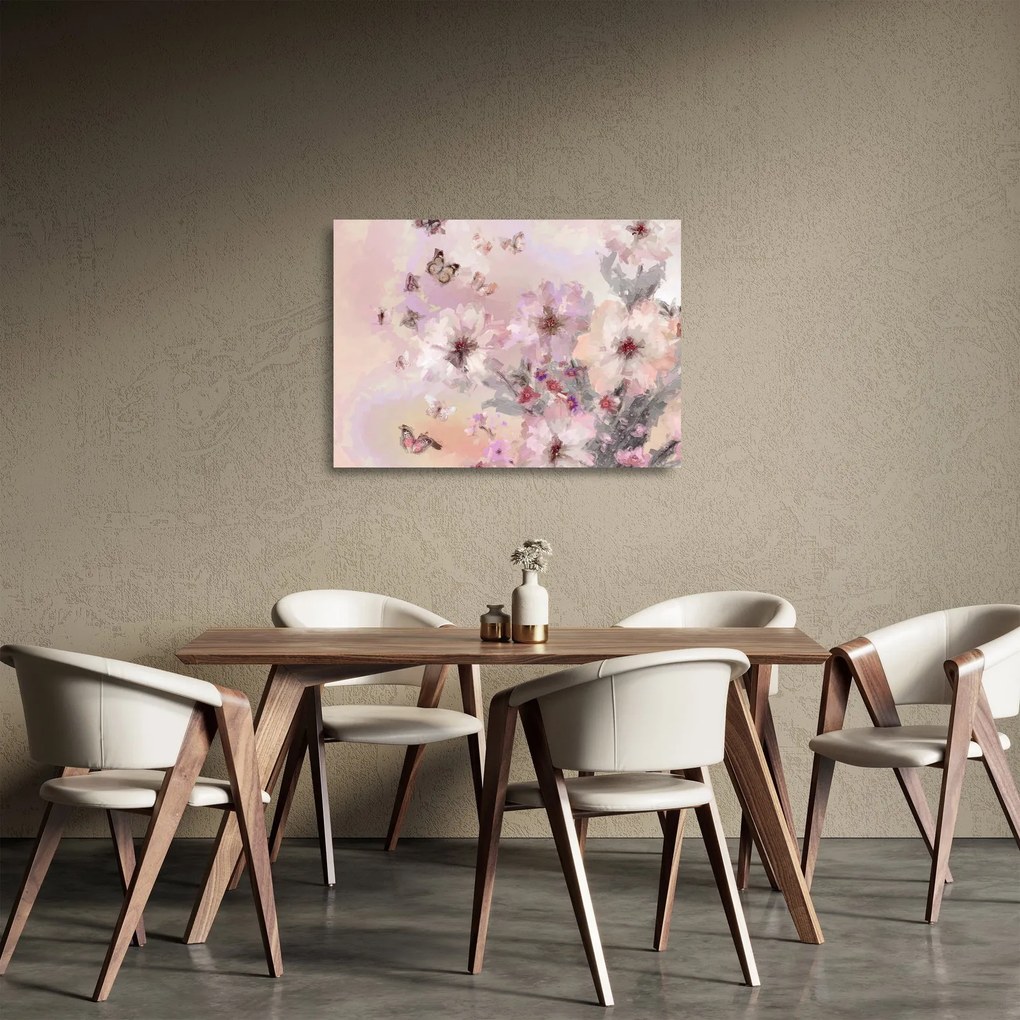 Sklenený obraz - Umelecká koláž s motýľmi (70x50 cm)
