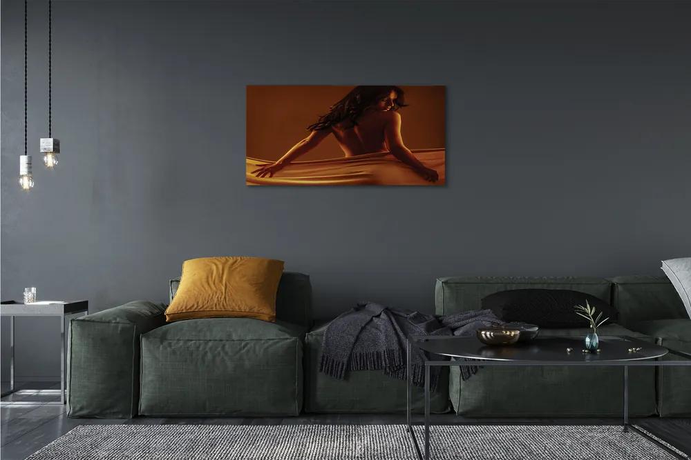 Obraz canvas Žena s materiálom 125x50 cm