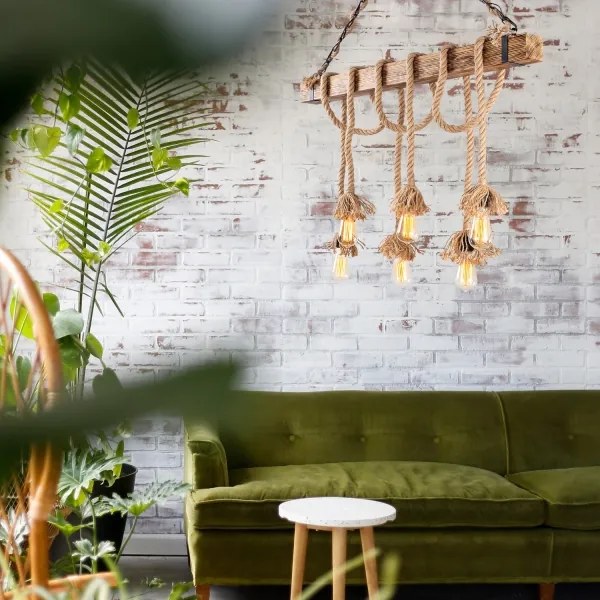 Luster na lanku EREBOS 6xE27/40W/230V hnedý