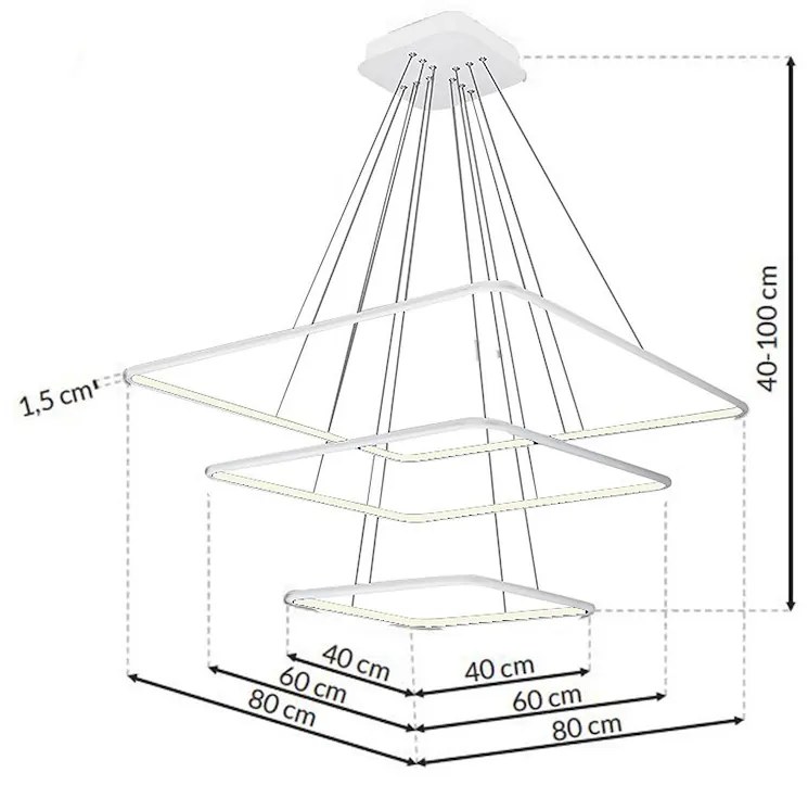 Závesné LED svietidlo Nix, 3x LED 117w, 3000k, w