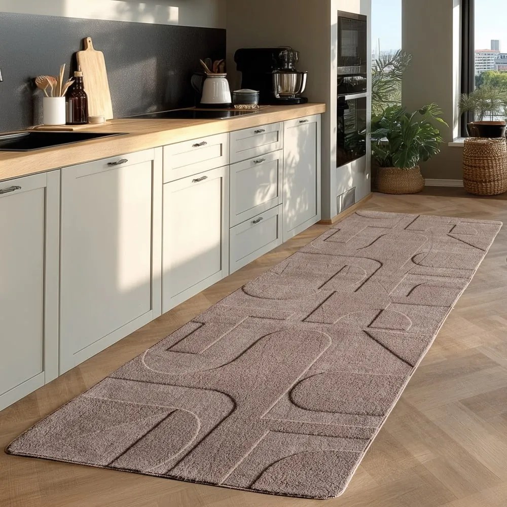 Svetlohnedý prateľný behúň 80x250 cm Pompei 1614 – Ayyildiz Carpets