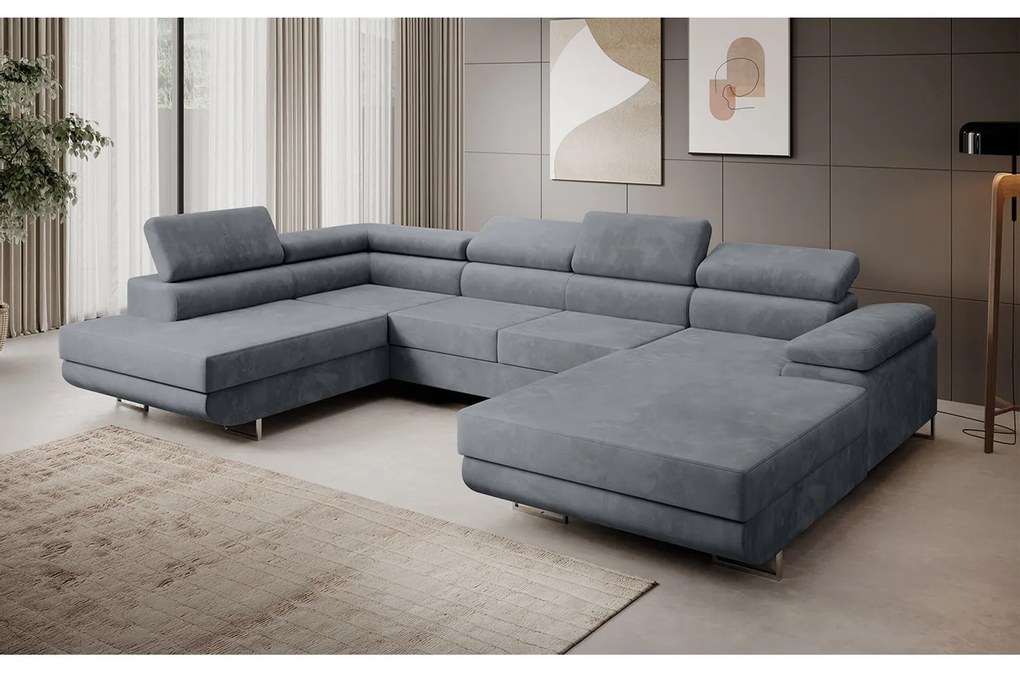 Rohová rozkladacia sedacia súprava U 274 MARYEN Pravá Svetlo hnedá