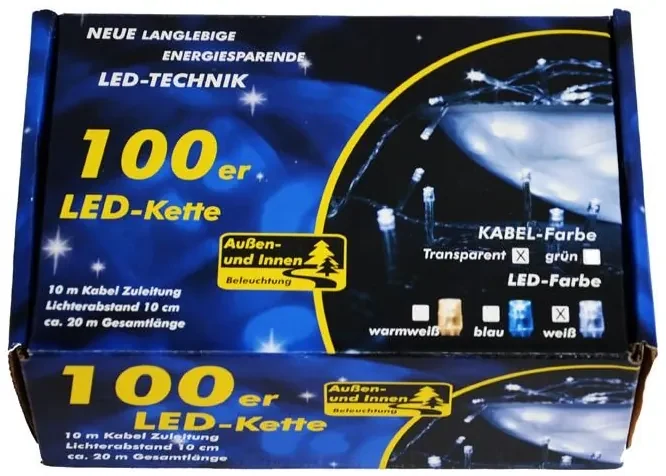 Nexos 1001 Vianočné LED osvetlenie 9 m - studené biele, 100 diód