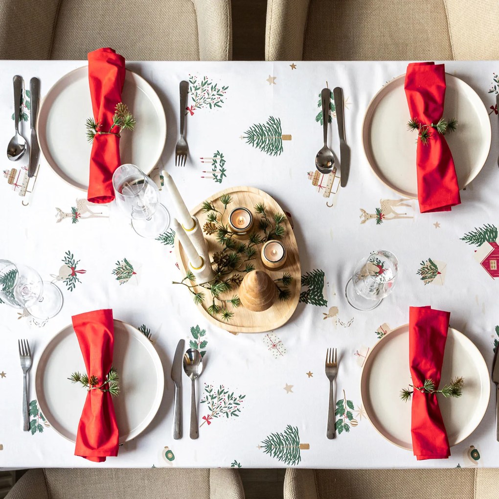 Goldea vianočný hranatý obrus z pevnej bavlny - tradičné vianoce 100 x 100 cm