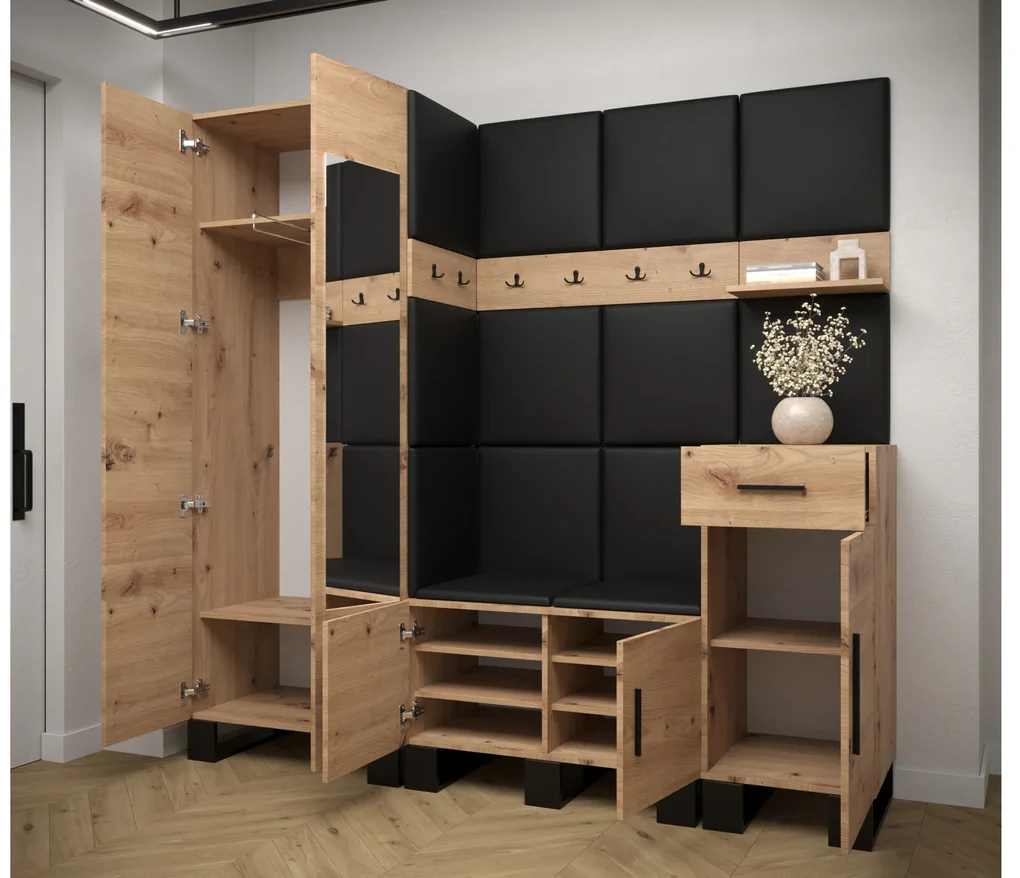 Predsieňová zostava Amanda 13 (dub artisan + modrá). Vlastná spoľahlivá doprava až k Vám domov. 1085970