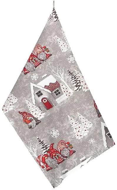 Kuchynská utierka 50x60cm s vianočným motívom škriatok