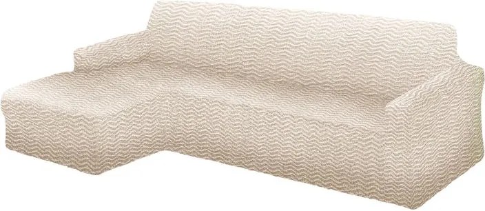 Bielastické poťahy CRISTINA smotanová sedačka s otomanom vľavo (š. 170 - 300 cm)