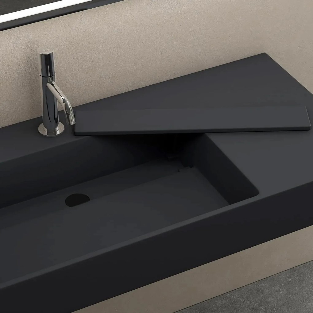 Rea Archi, umývadlo na dosku z konglomerátu 750x430x140 mm, ľavá verzia, šedá matná, REA-U4303